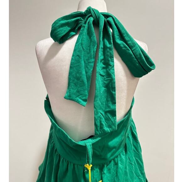 NWT Size Medium CeCe Green Halter Neck Ruffle Hem Babydoll Style y2K Blouse Top - Picture 2 of 12